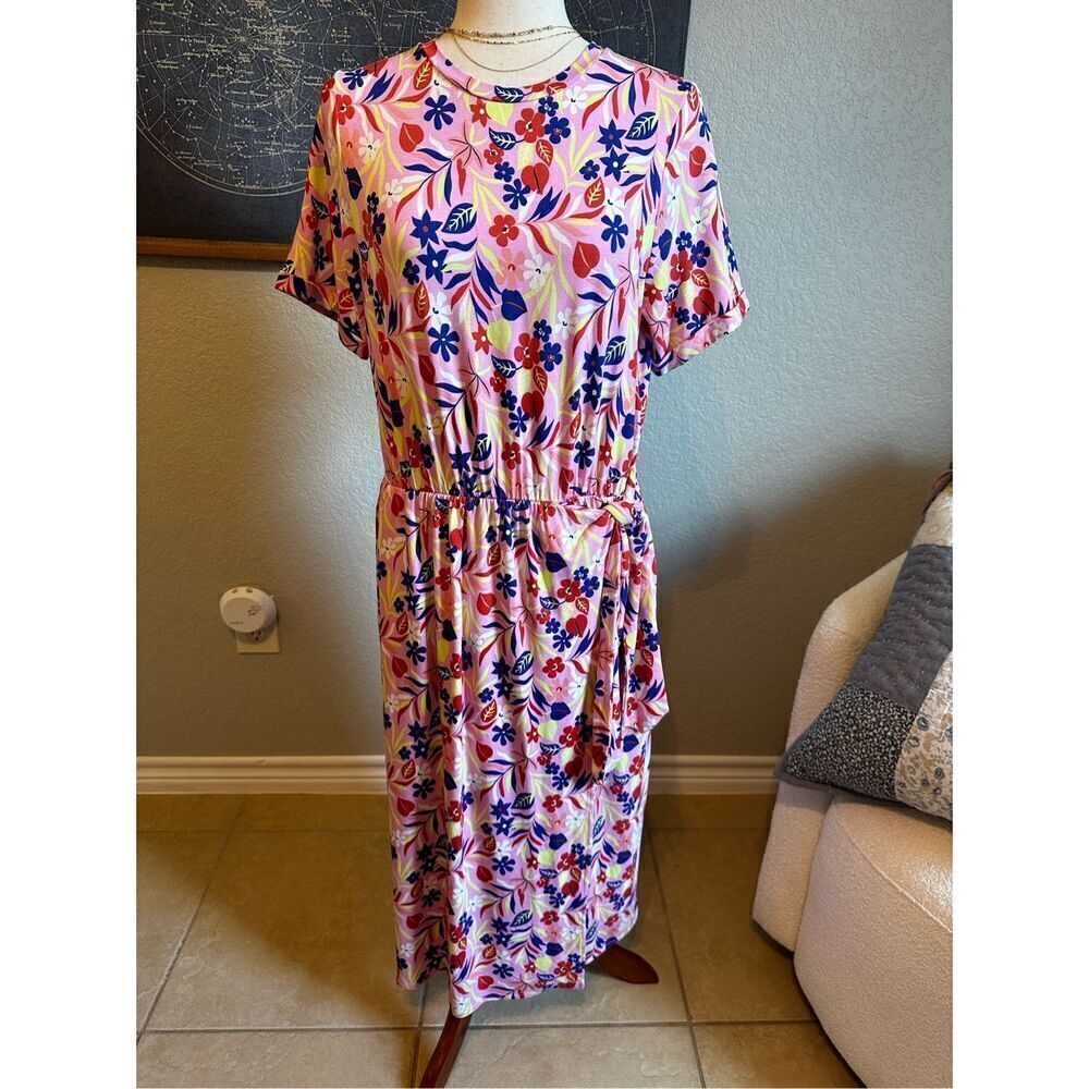 Boden Amanda Jersey Stretchy Midi Floral Print Dress Women Size 10 Regular D0277